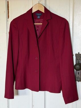 Ann Taylor Stretch Blazer Wool Blend Jacket | Hibiscus Red / Berry Tailored